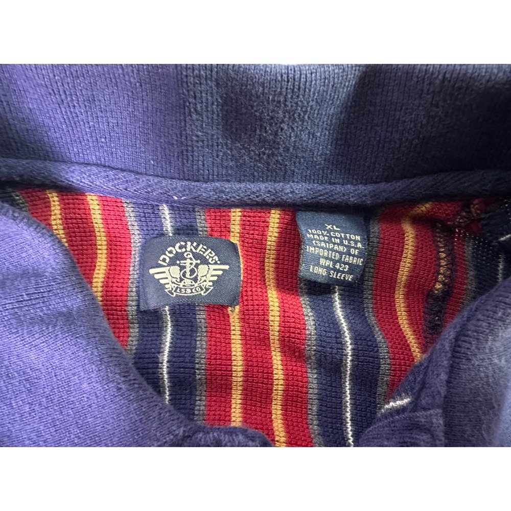 Vintage Dockers XL Rugby Polo Shirt Long Sleeve‎ Striped Made In USA - Picture 3 of 8